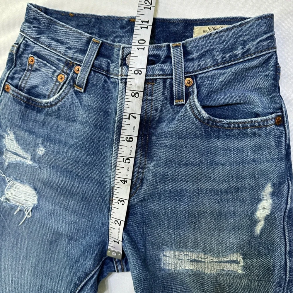 Levi's 501 150th Anniversary Selvedge Jeans Womens 23 x 32 Distressed Button Fly